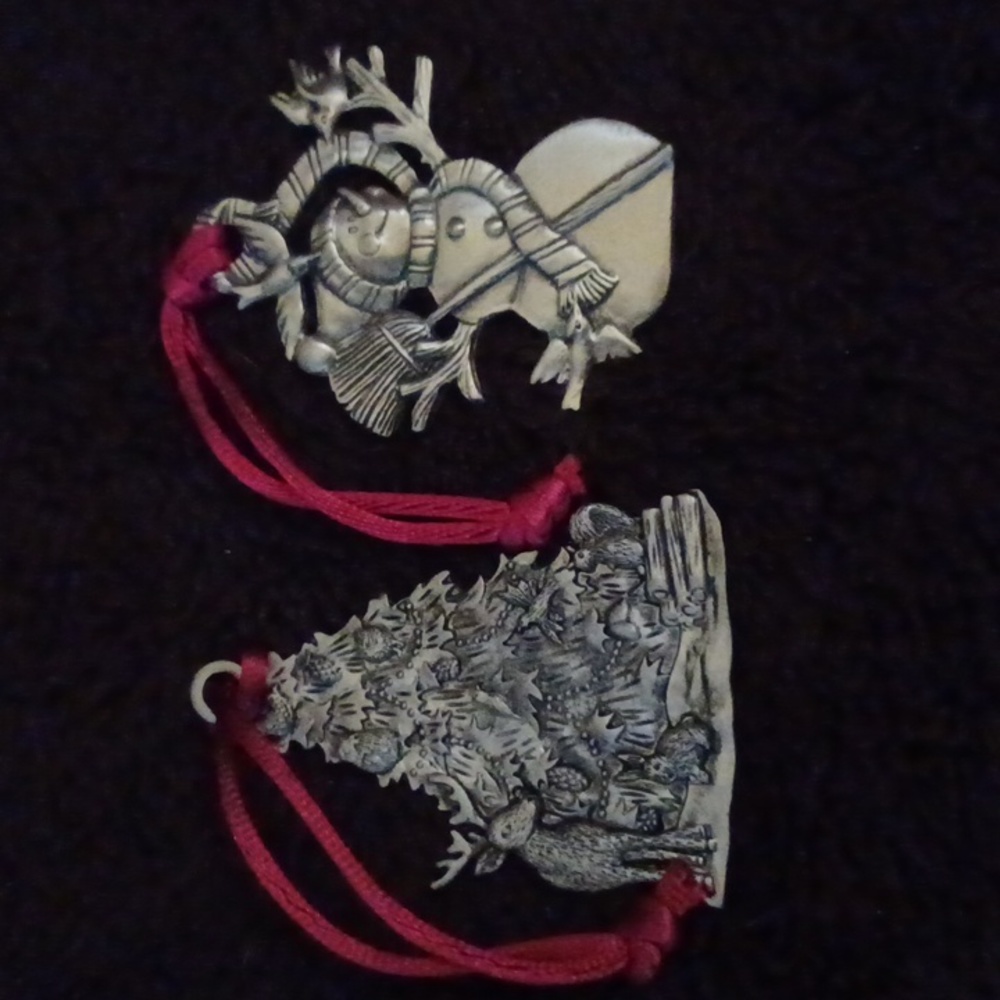 Vintage Pewter Christmas Ornaments